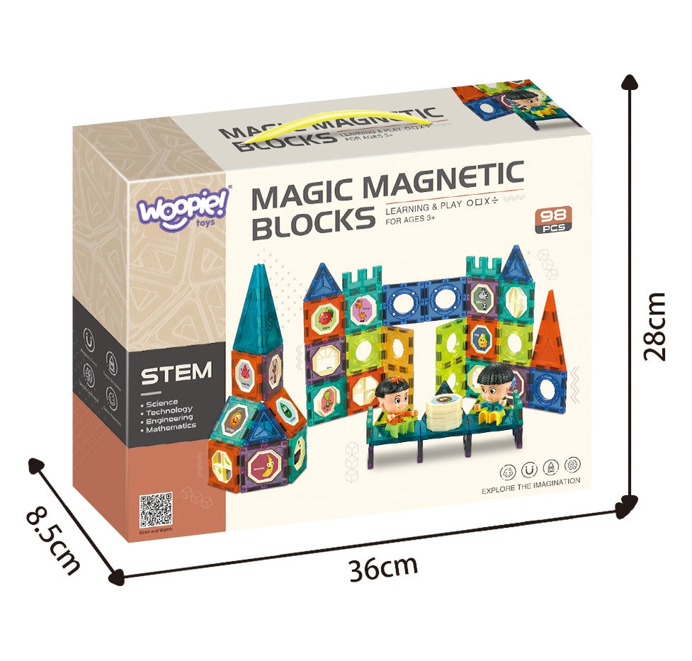 WOOPIE Magnetiniai blokeliai „Pilis“, 98 detalės – vaizdas 2