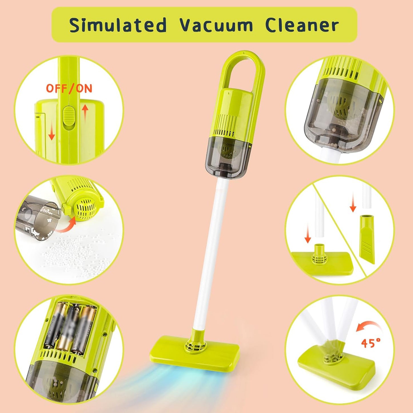 WOOPIE XXL Valymo Rinkinys 3-in-1 su Vežimėliu 29 Dalys Raudonas