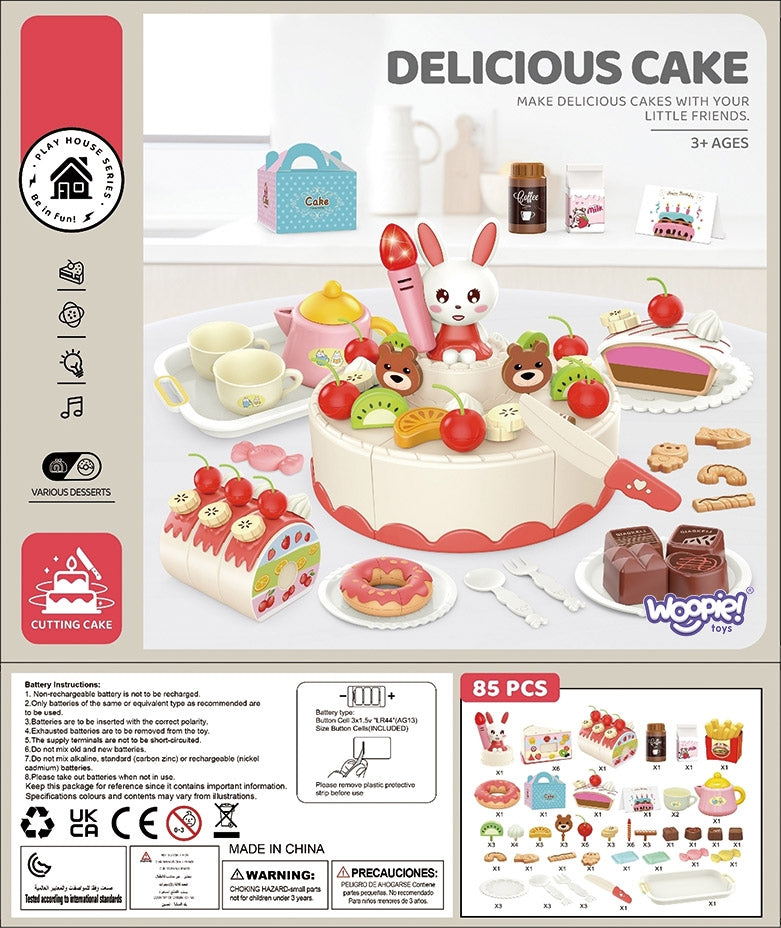 WOOPIE Kavinės/Cukrainės rinkinys: Pjaustomas Gimtadienio tortas ir Arbatos komplektas, 85 elementai – vaizdas 5