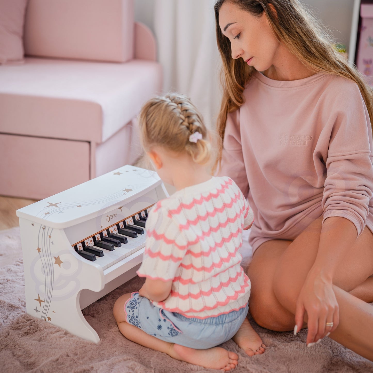 Classic World Medinis Pianinas Vaikams su Mokymosi Knyga