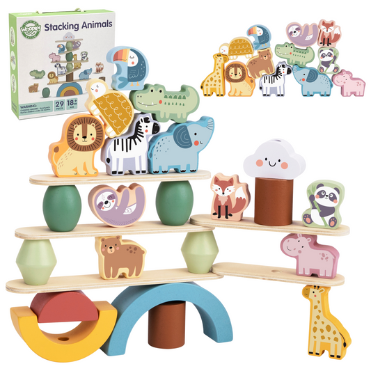 WOOPIE GREEN Balansinė Dėlionė Medinis Gyvūnų Rinkinys FSC