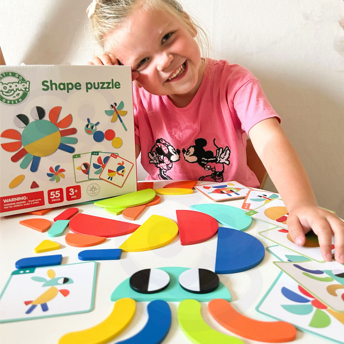 WOOPIE GREEN Medinė Montessori Dėlionė 55 Detalės FSC