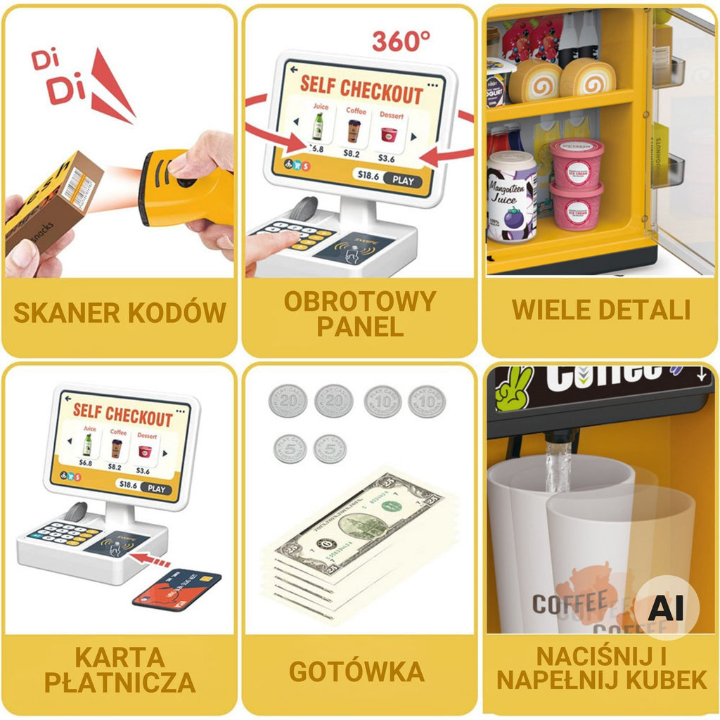 WOOPIE Mini Market Interaktyvi Savitarnos Kasa su Šviesomis ir Garsais