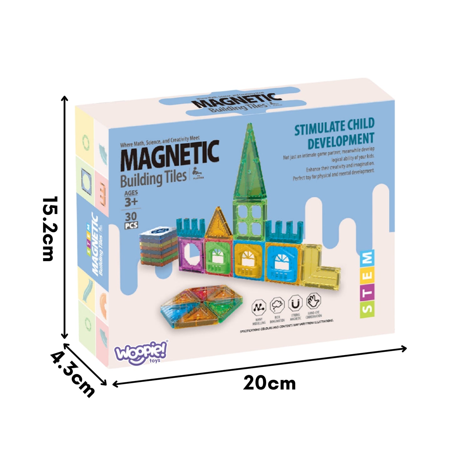 WOOPIE Magnetinis 3D Konstruktorius Pilis 30 vnt.