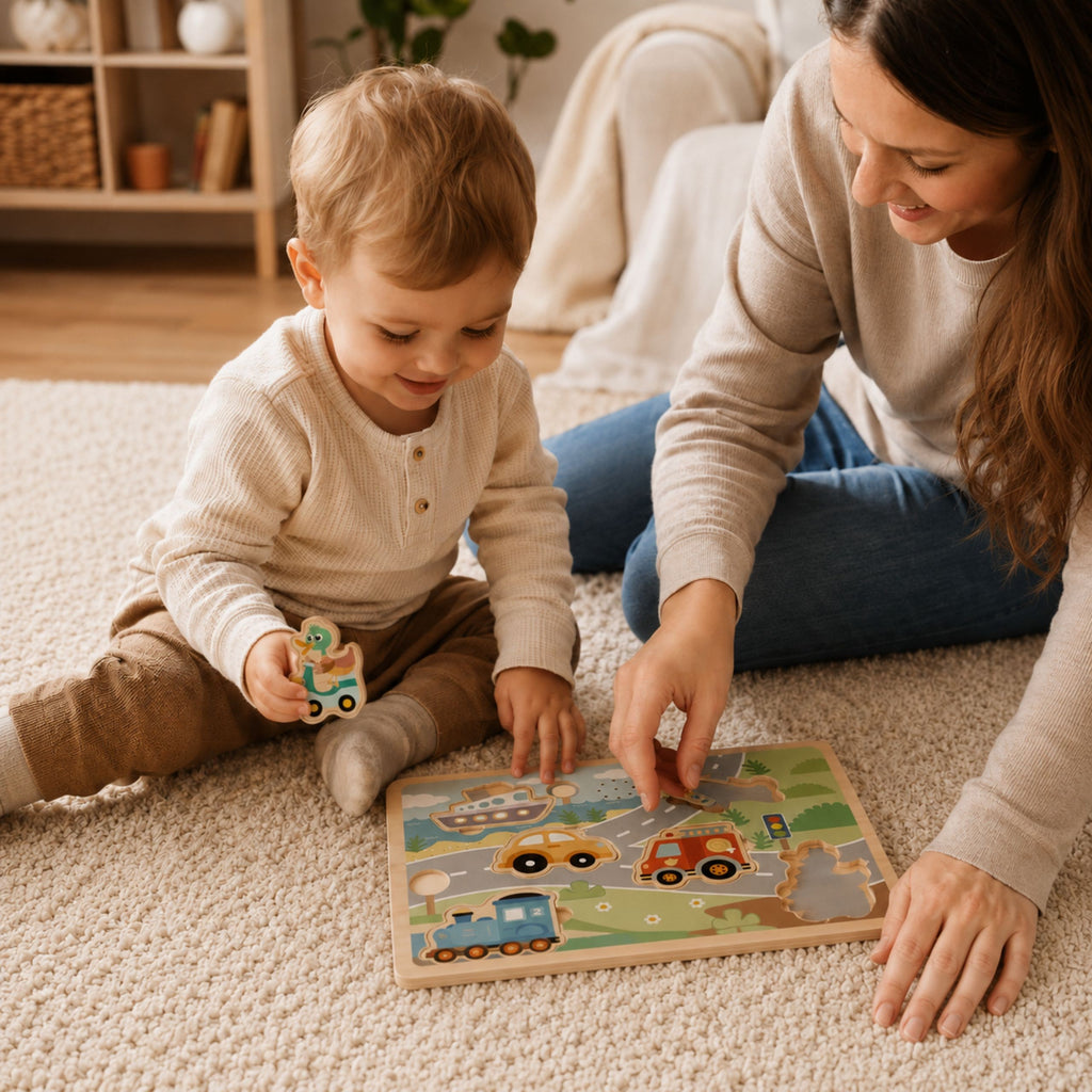 TOOKY TOY Interaktyvi garsinė dėlionė Transporto priemonės