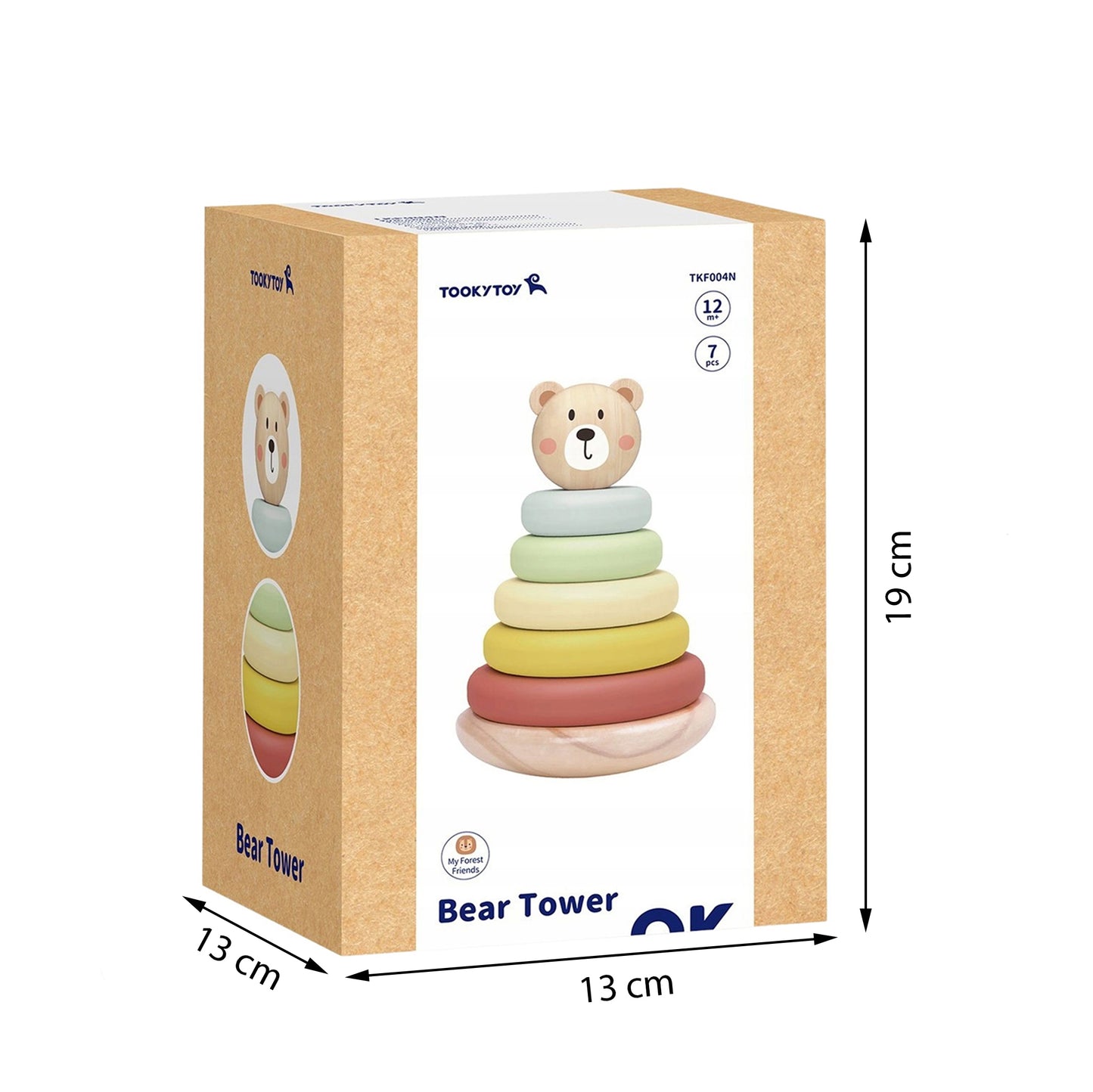 TOOKY TOY Medžiaginė sensorinė piramidė-rūšiuoklė „Meškiukas“ (Stacker) – vaizdas 7