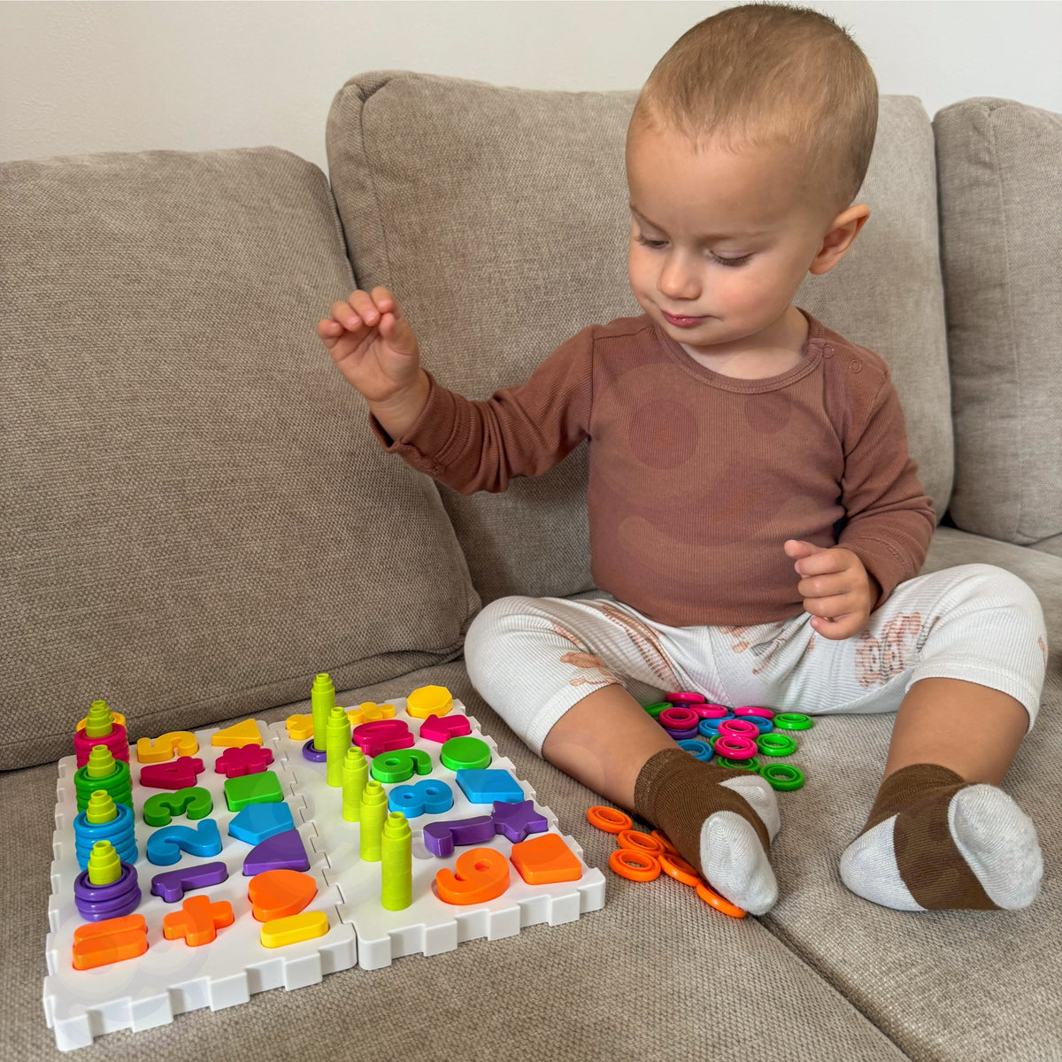WOOPIE Montessori Dėlionė Skaičiai Raidės Formos 139 el.