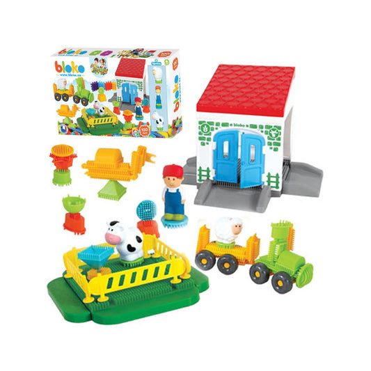 MOCHTOYS Hedgehogs Pin Bricks FARMA dėžutėje 100 vnt. + 3 figūros