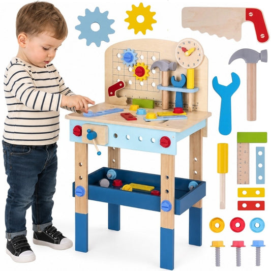 TOOKY TOY Medinis DIY Dirbtuvių Stalas Vaikams 48 Detalės
