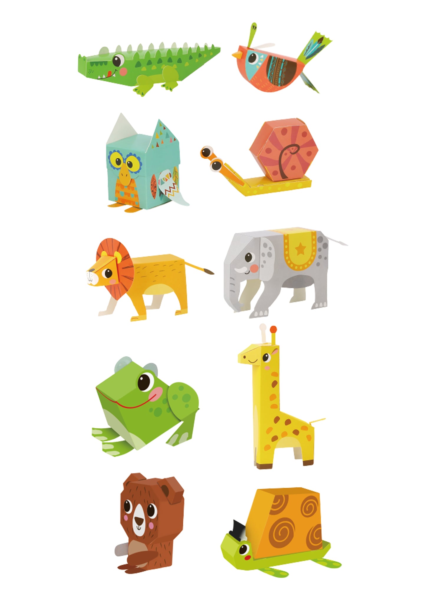 WOOPIE ART&FUN Kūrybinis rinkinys Origami 3D: 10 gyvūnėlių (Pasidaryk pats)