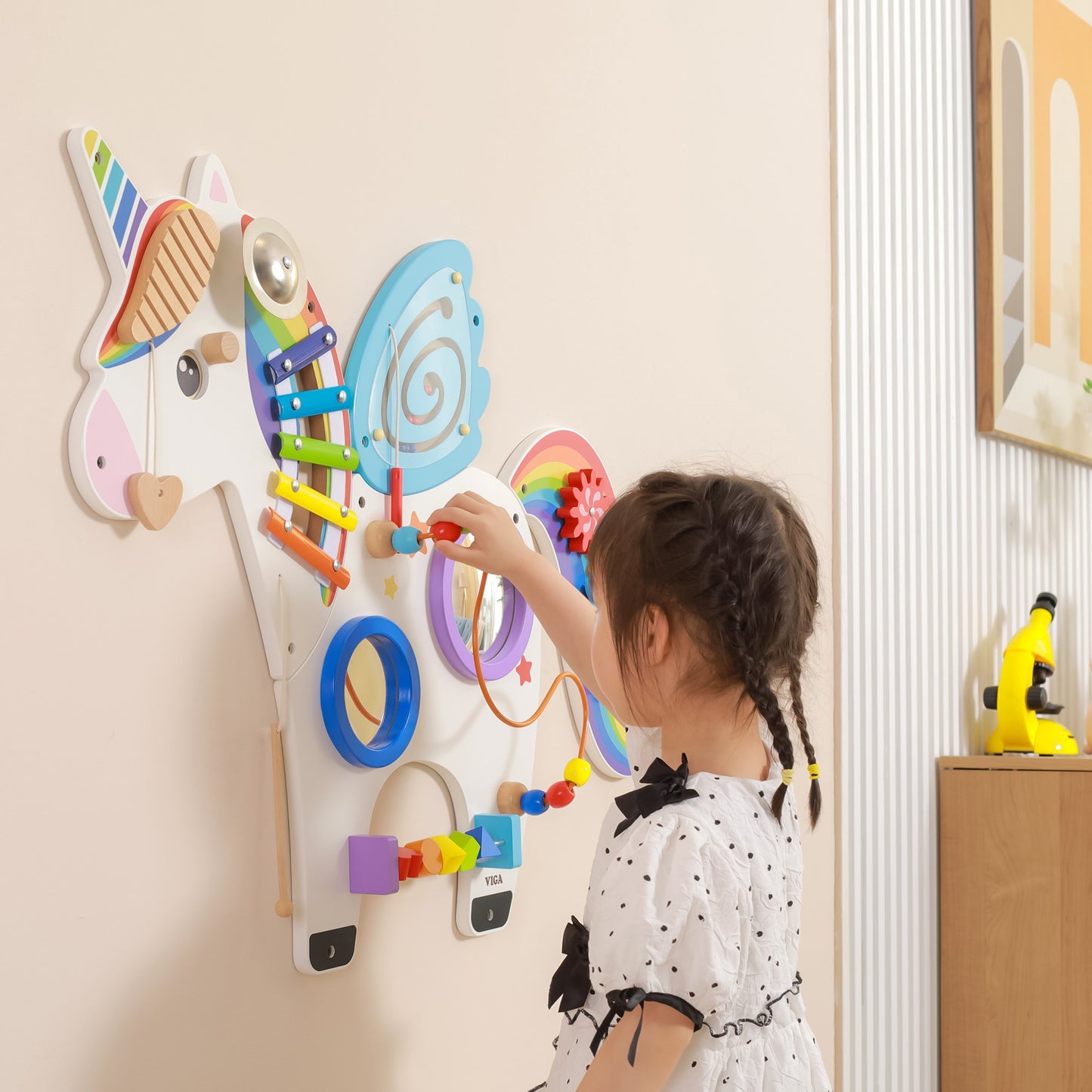 VIGA medinė sensomotorinė manipuliacinė lentelė Vienaragis, FSC sertifikatas, Montessori – vaizdas 7