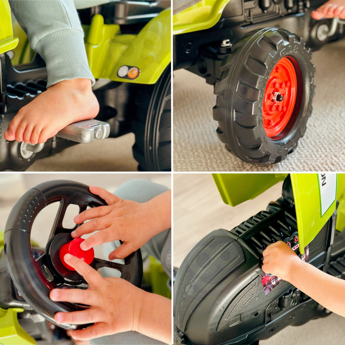 FALK Claas Green minamas traktoriukas su priekaba ir garsiniu signalu 2-5 m.