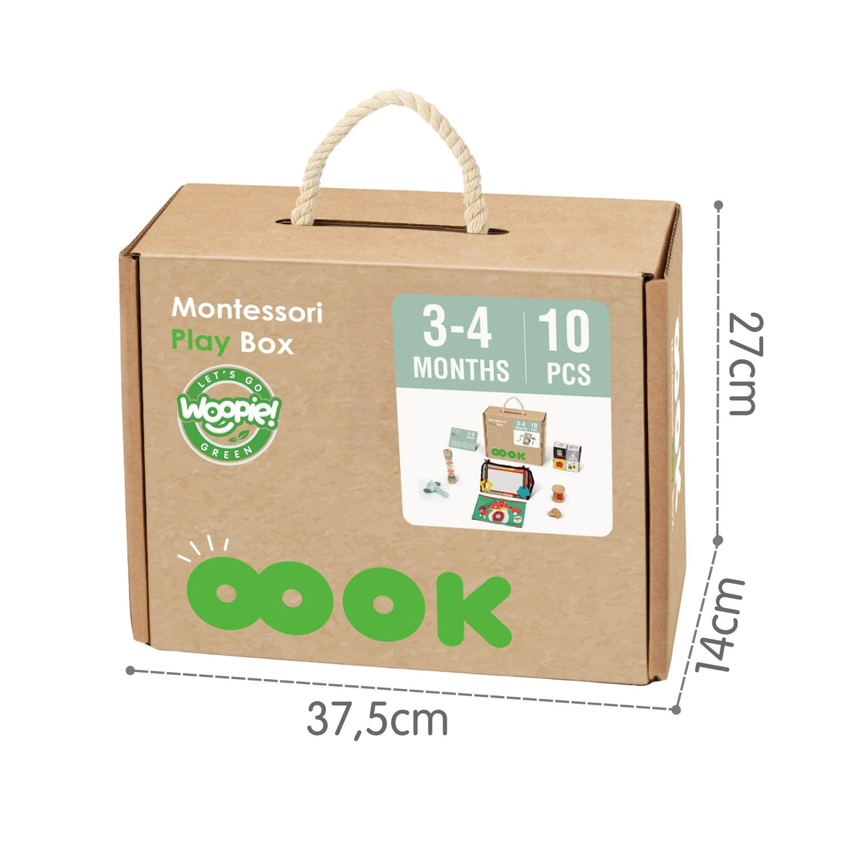 WOOPIE GREEN XXL Montessori Sensorinis Rinkinys 6in1 Kūdikiams 3-4 Mėn. FSC
