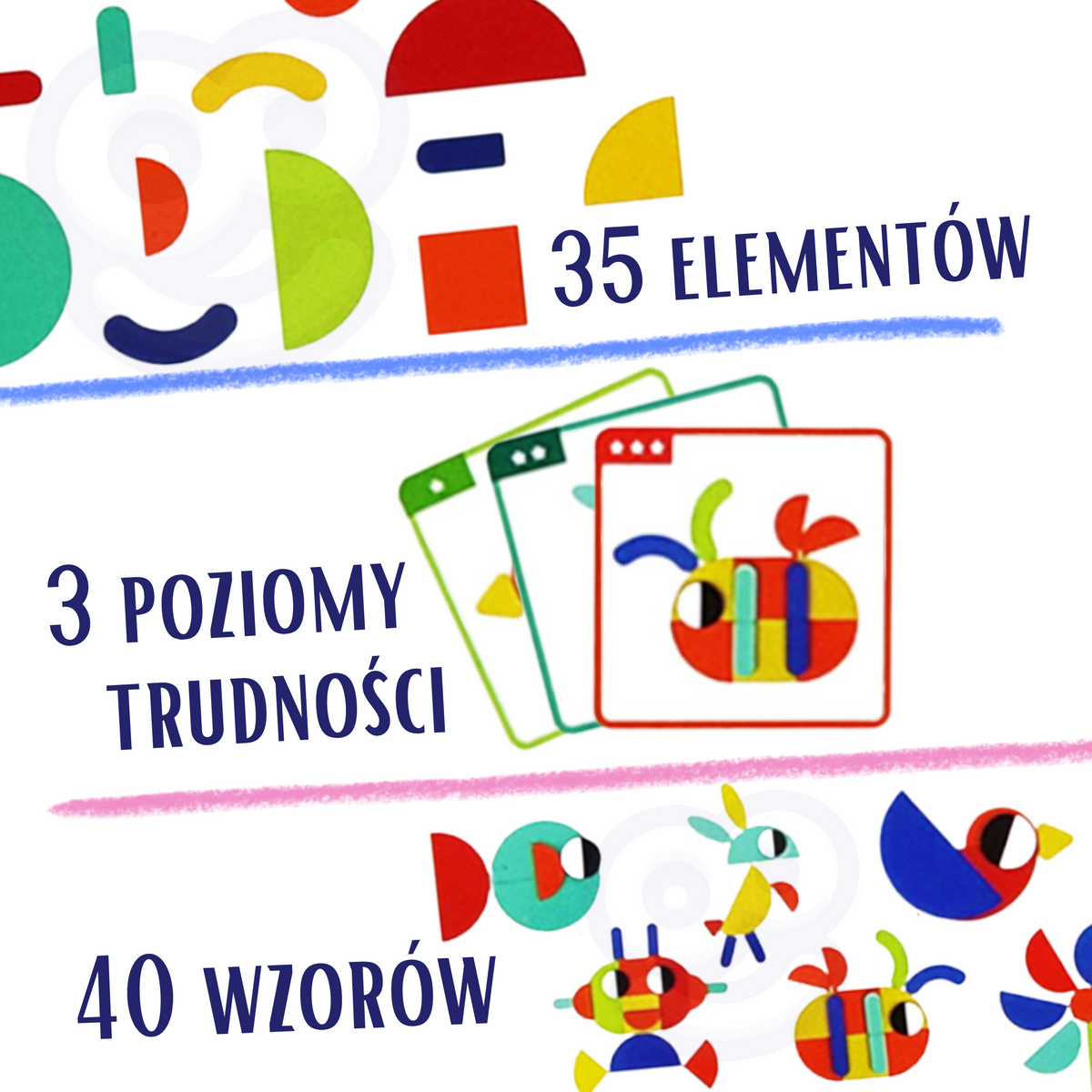 WOOPIE GREEN Medinė Montessori Dėlionė 55 Detalės FSC
