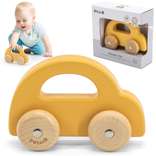 VIGA PolarB medinis stumdomas automobilis, geltonas