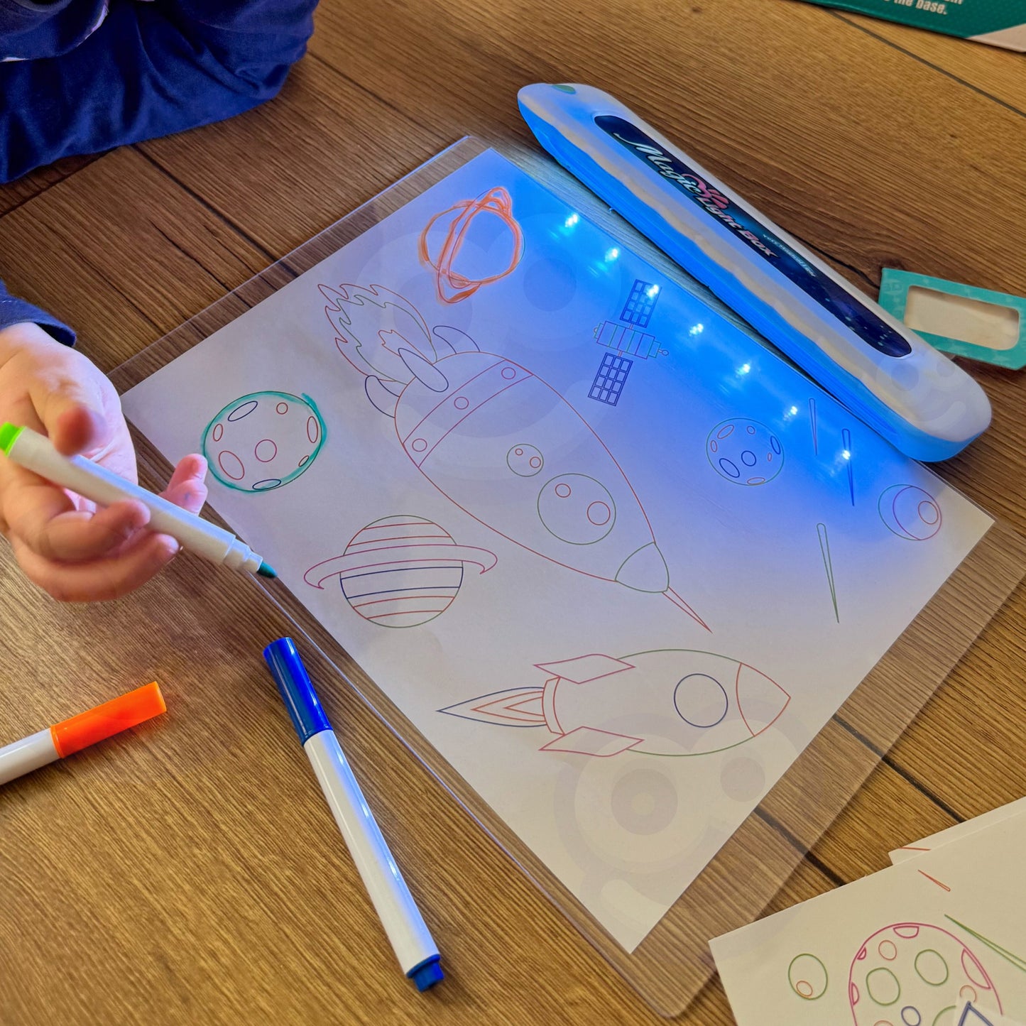 WOOPIE 3D Magnetinė Piešimo Lenta su LED Apšvietimu Kosmoso Tema
