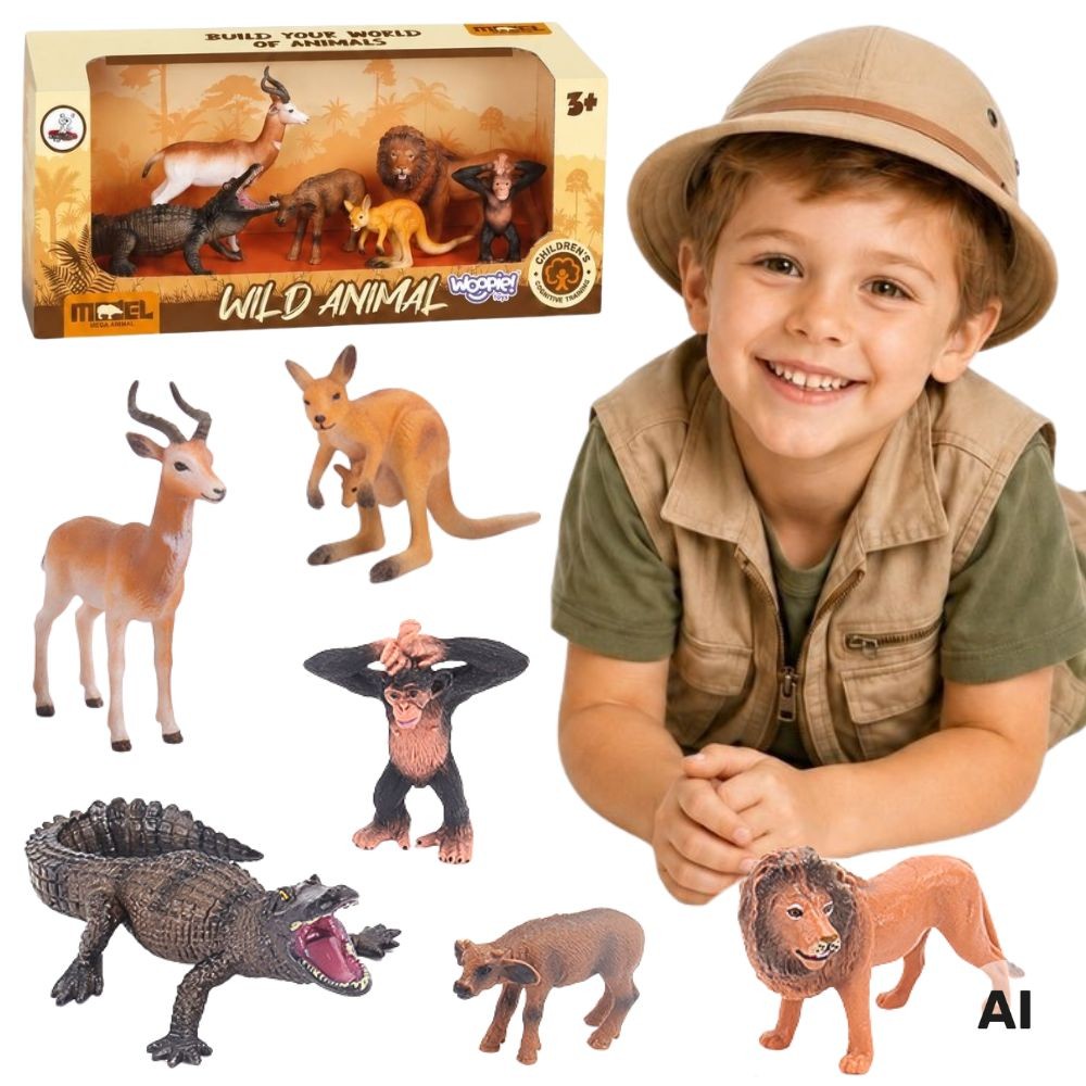 WOOPIE Safari laukinių gyvūnų figūrėlių rinkinys, 6 vnt.