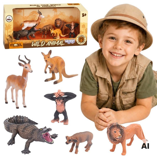 WOOPIE Safari laukinių gyvūnų figūrėlių rinkinys, 6 vnt.