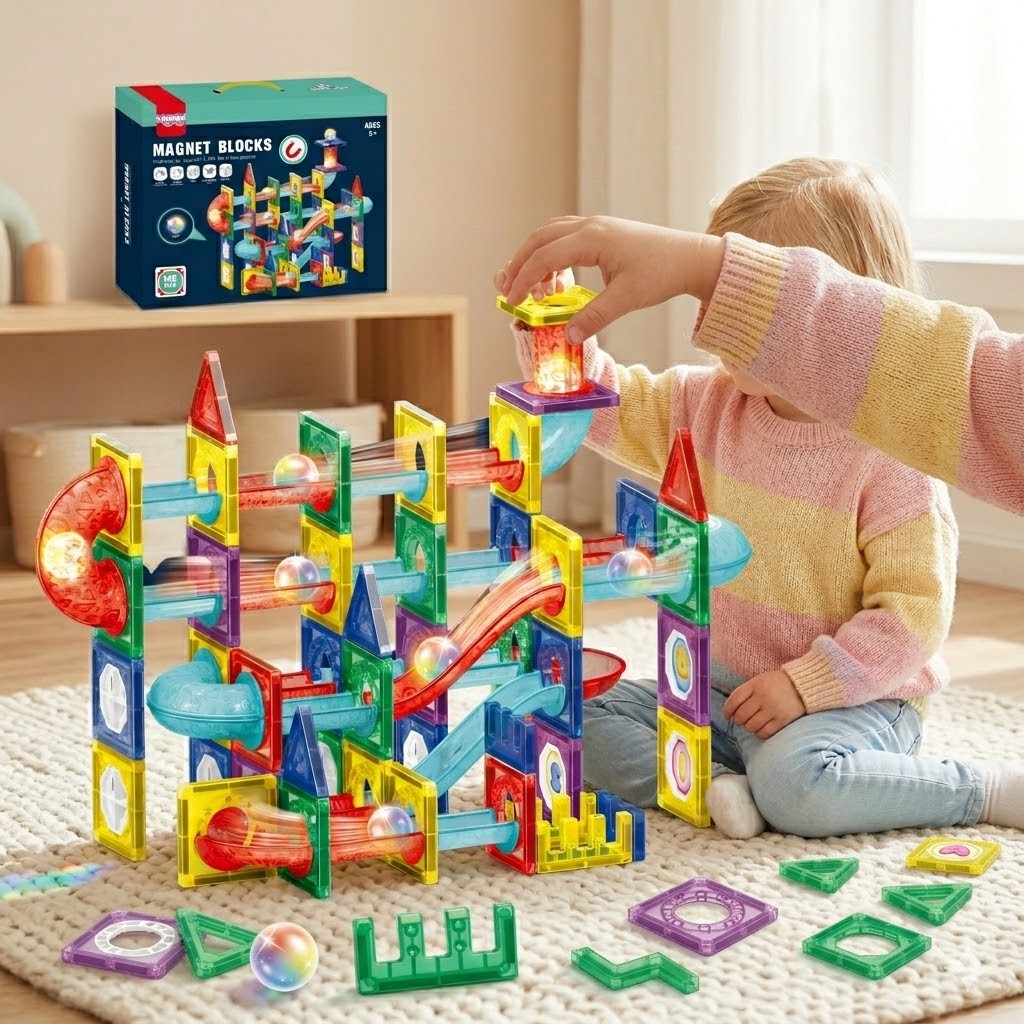 WOOPIE Magnetinis 3D Konstruktorius Kamuoliukų Trasa 105 vnt.