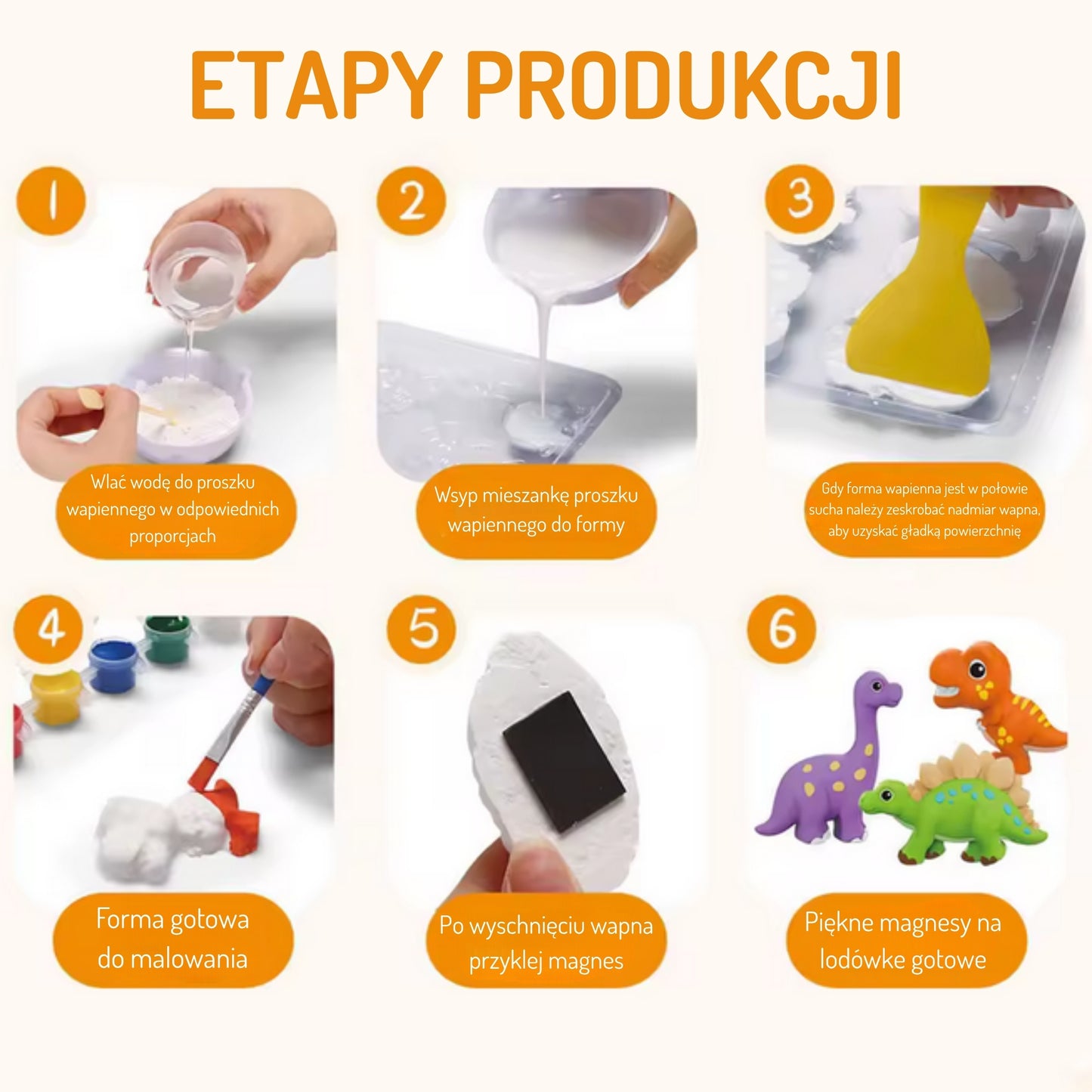 WOOPIE Kūrybinis rinkinys gipsinių figūrėlių liejimui ir dažymui – Dinozaurai – vaizdas 3