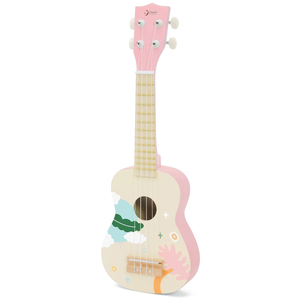 CLASSIC WORLD medinė ukulele gitara vaikams Rožinė