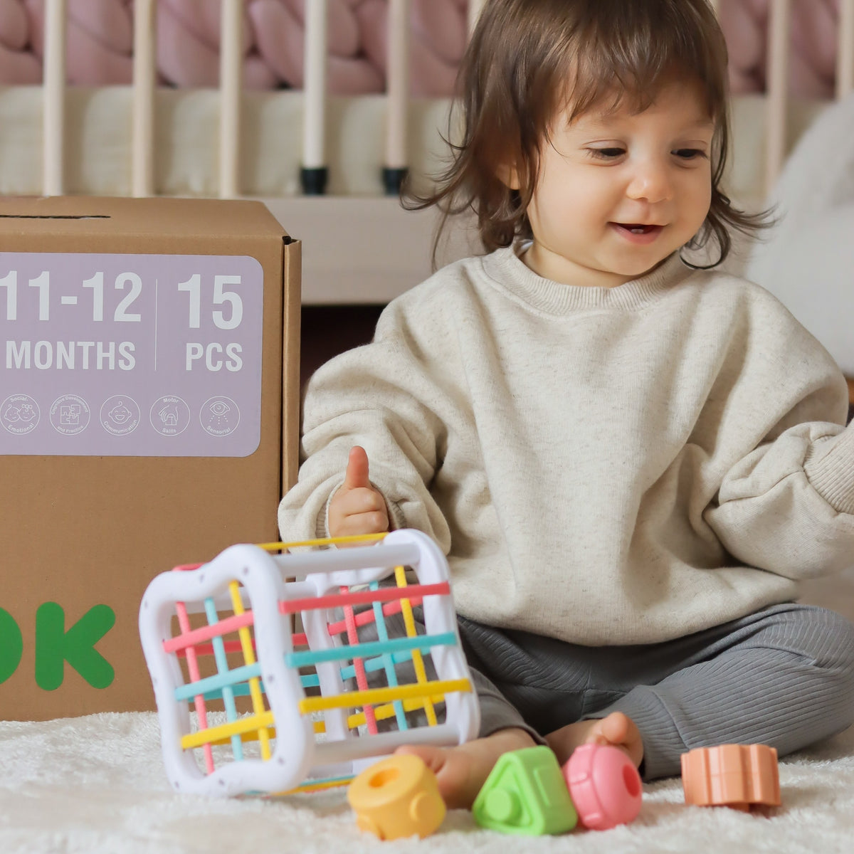 WOOPIE GREEN Montessori Edukacinis Rinkinys 5in1 Kūdikiams 11-12 Mėn. FSC