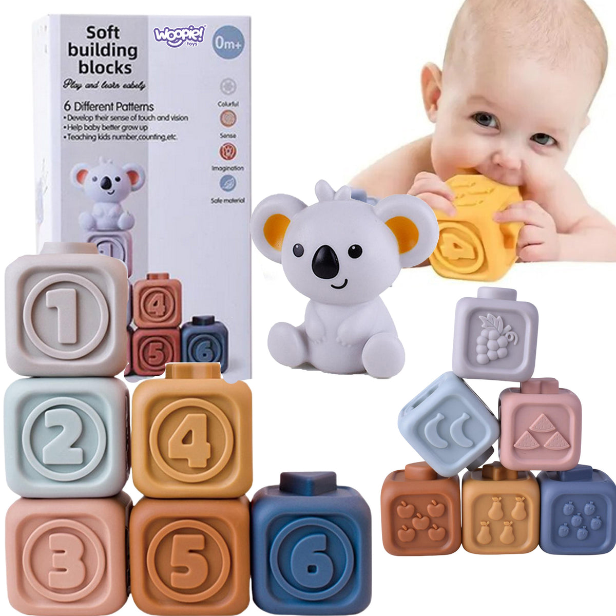 WOOPIE BABY Sensoriniai kaladėlės su skaičiais 2in1
