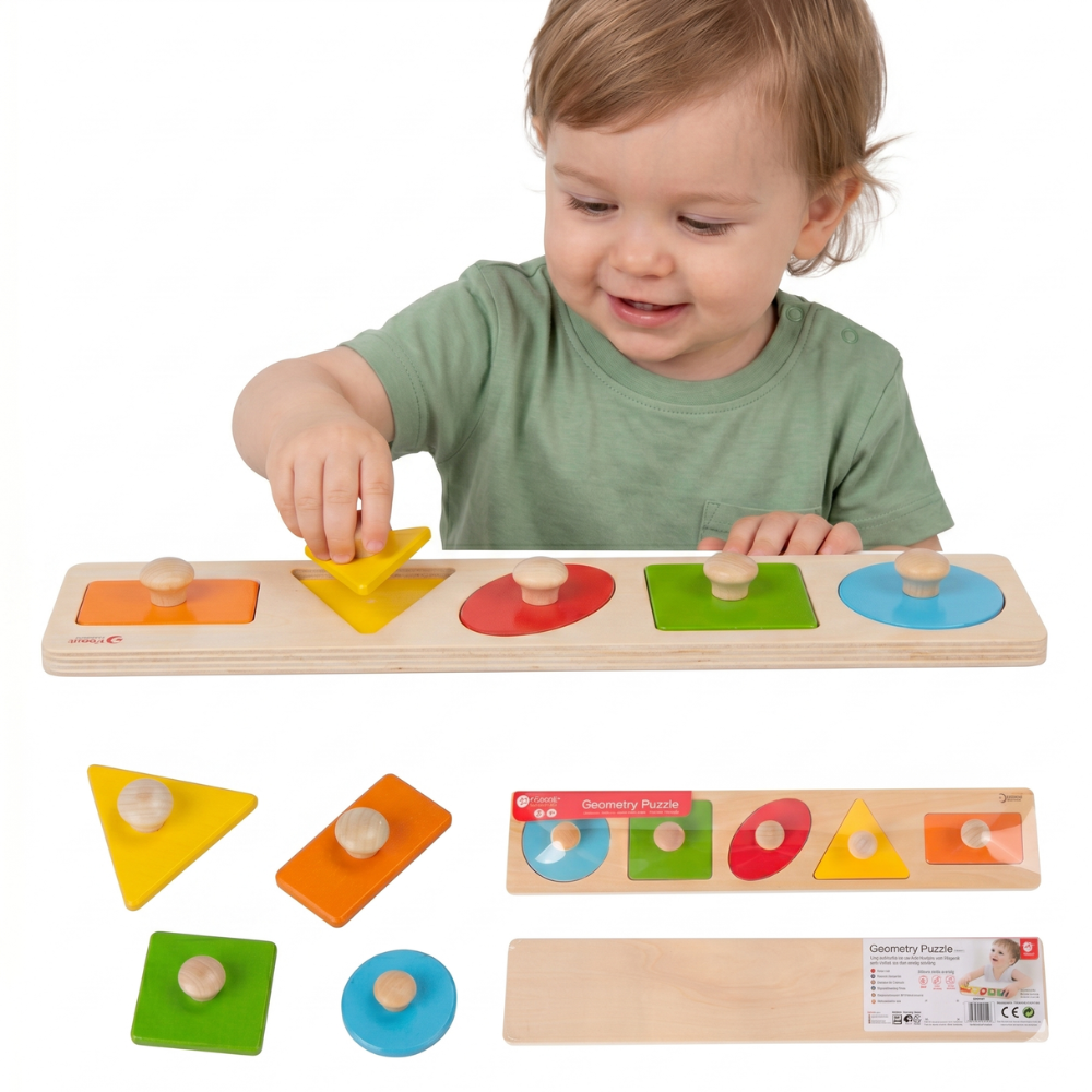 CLASSIC WORLD Medinė Geometrinė Dėlionė Montessori 6 vnt.