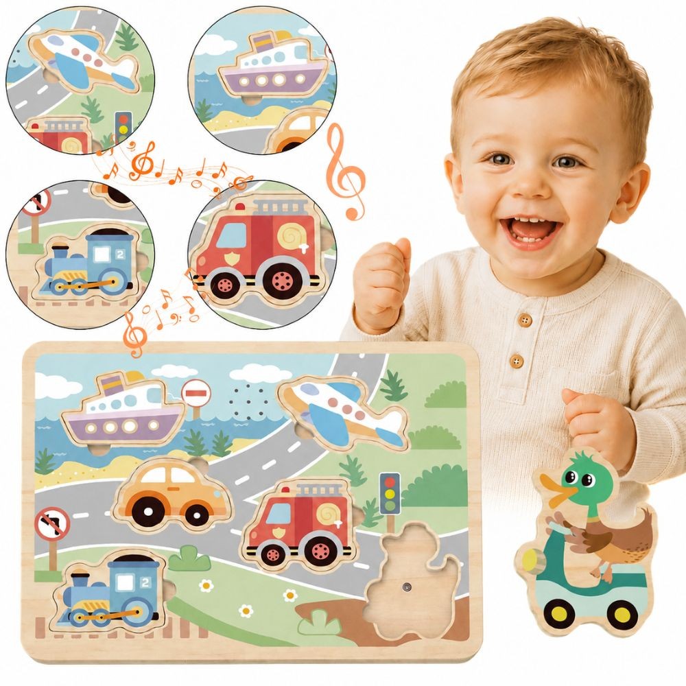 TOOKY TOY Interaktyvi garsinė dėlionė Transporto priemonės
