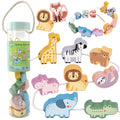 WOOPIE GREEN Medinis vėrimo žaidimas ZOO Montessori 13 dalių