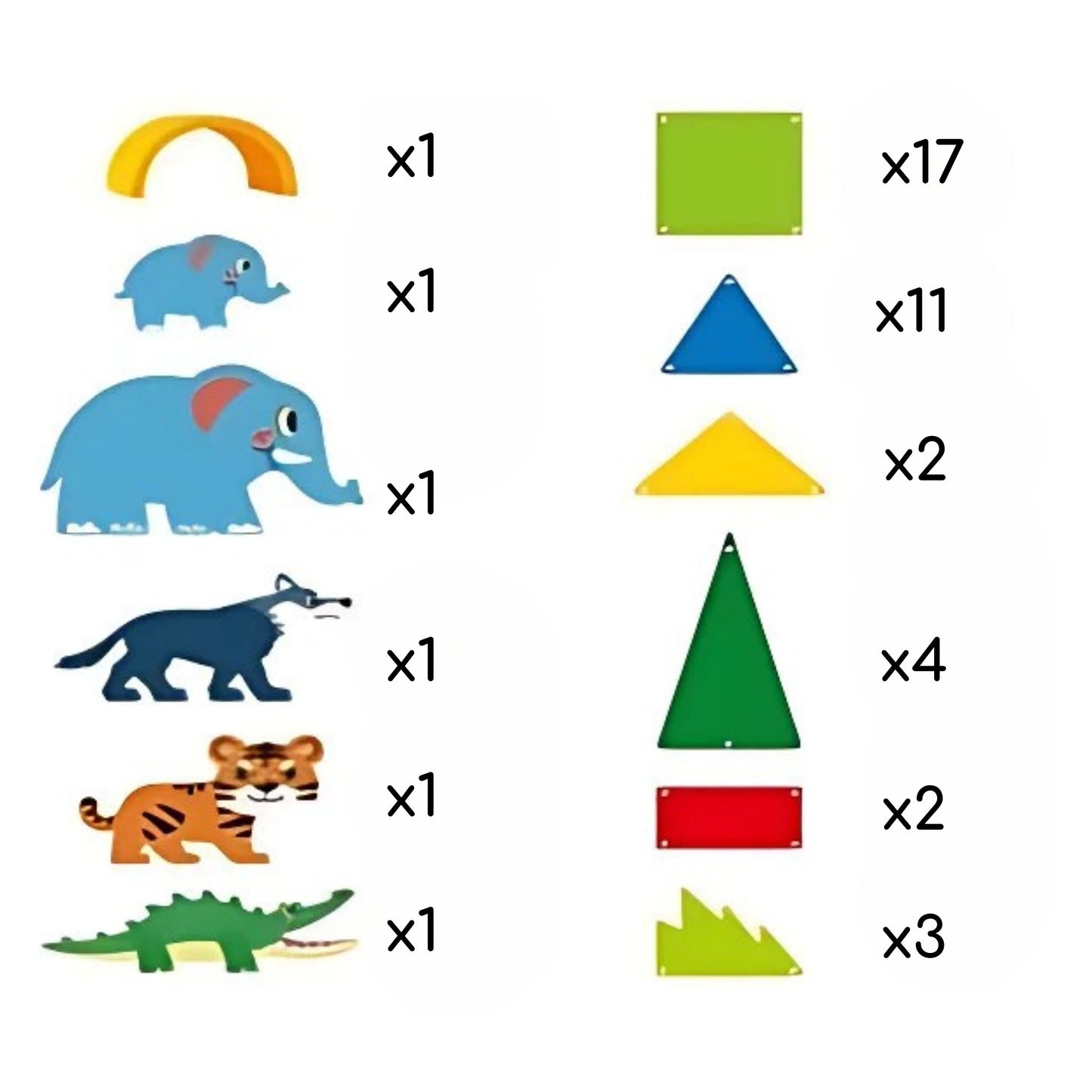 WOOPIE Magnetiniai 3D Blokeliai Džiunglių Gyvūnai 45 vnt.