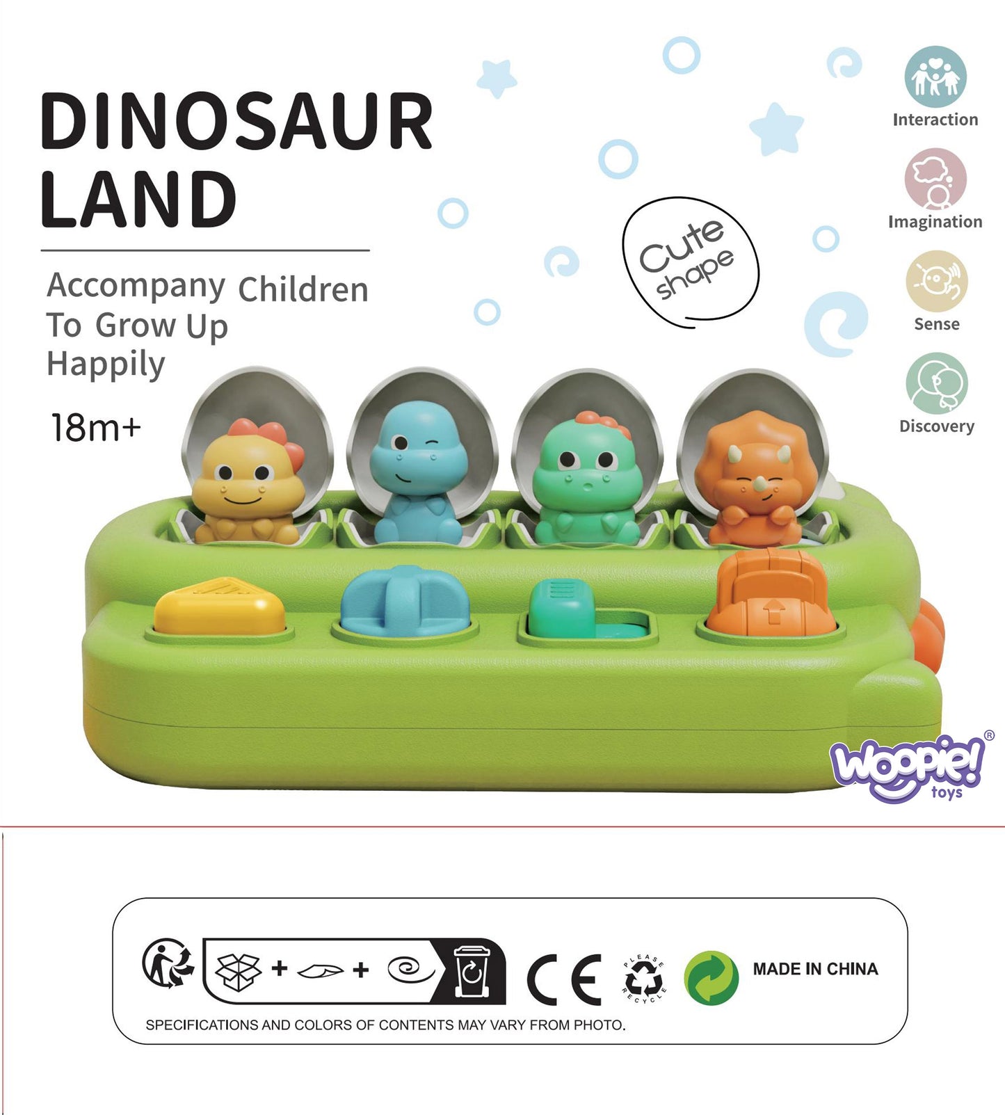 WOOPIE BABY edukacinis žaislas POP-UP „Iššokantys Dinozaurai“ – vaizdas 5