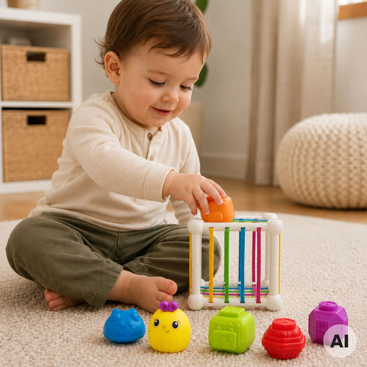 WOOPIE BABY Lankstus Sensorinis Kubas Rūšiuoklė su Barškučiu, 7 d.