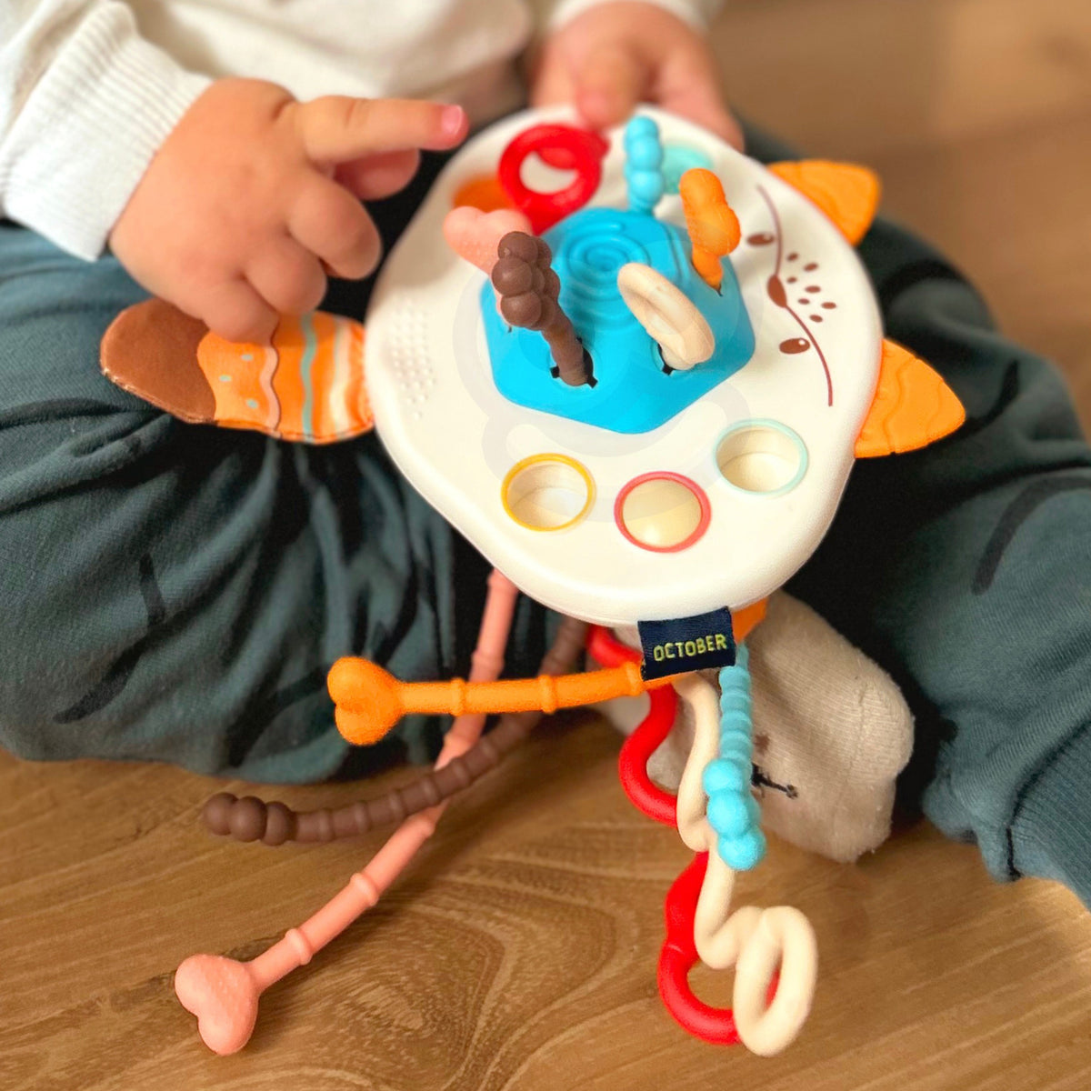WOOPIE BABY Montessori Sensorinė Lapė – Kramtukas ir Barškutis