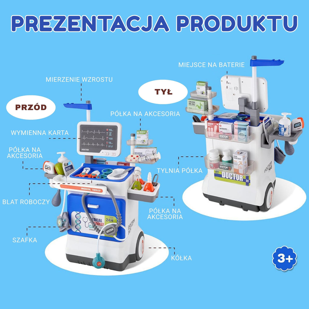 WOOPIE Interaktyvus gydytojo vežimėlis su rentgenu iki 115 cm