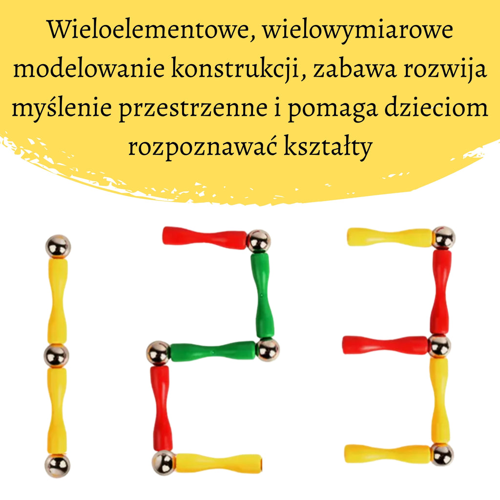 WOOPIE Magnetinis Konstruktorius 3D XXL, 128 detalių rinkinys