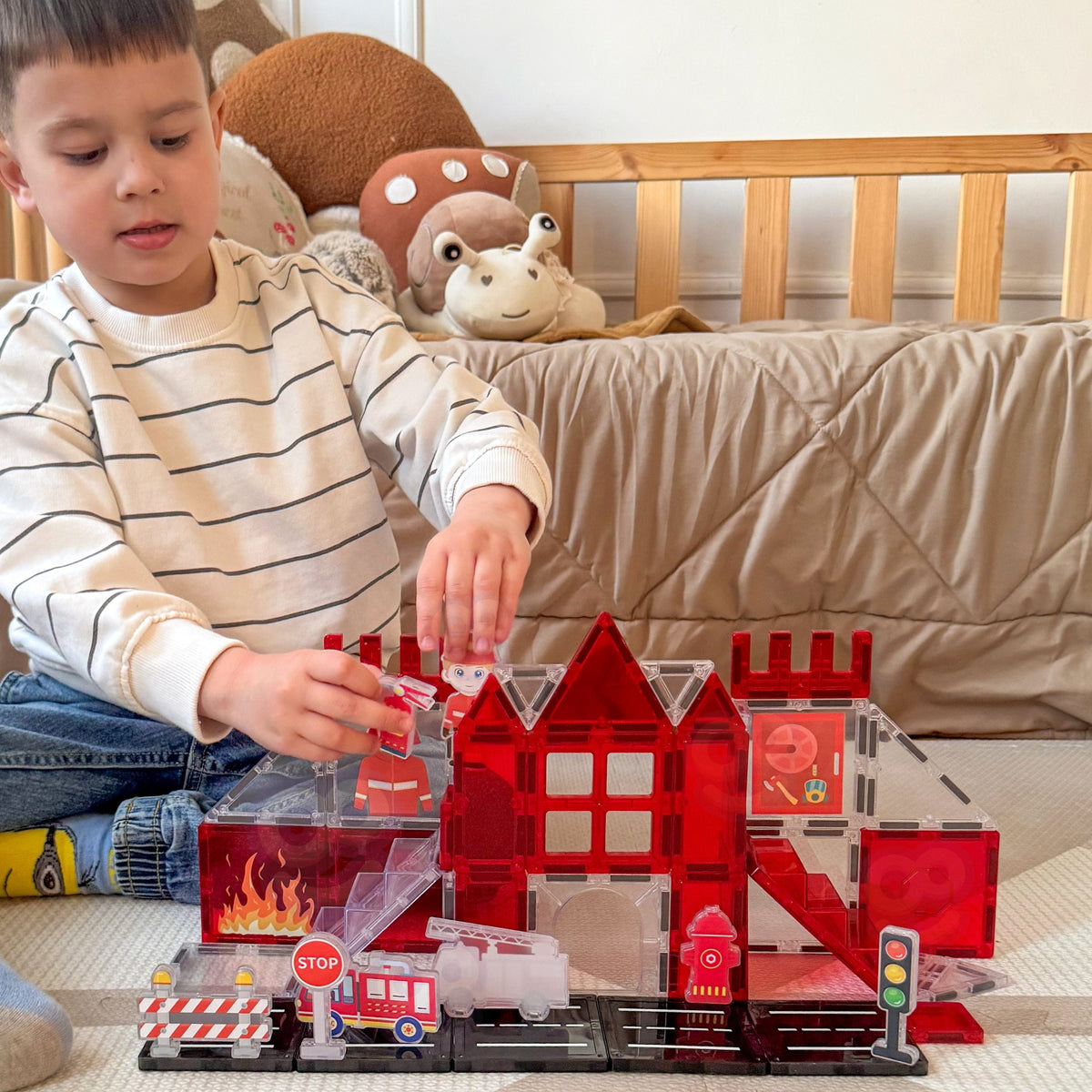 WOOPIE Magnetiniai Blokai 3D Ugniagesių Stotis, 48 dalys
