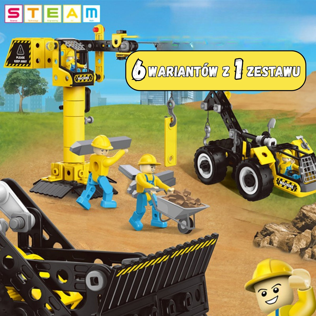 WOOPIE Konstruktorius STEAM Statybinė Technika 6in1, 223 detalės