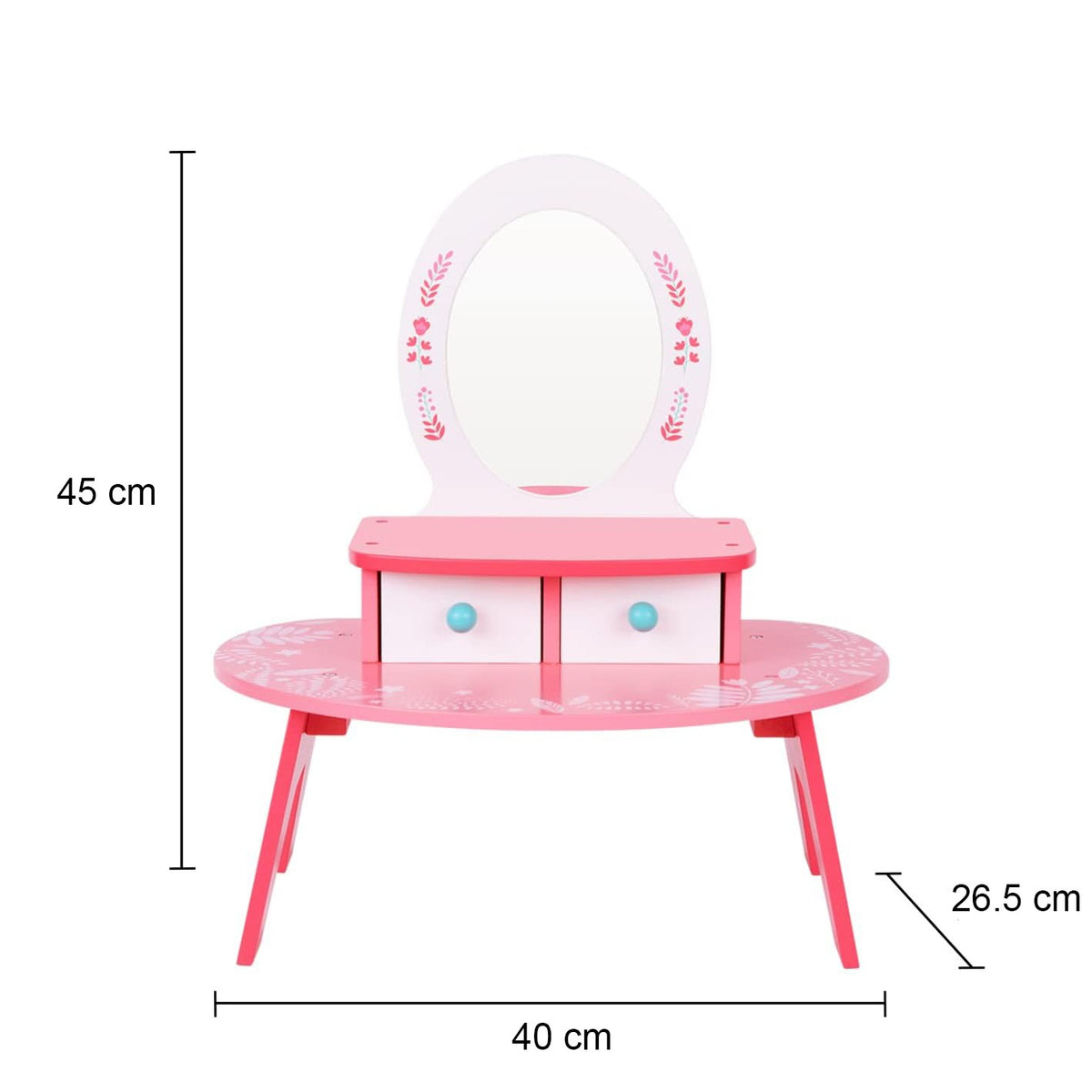 TOOKY TOY Rožinis Medinis Grožio Staliukas su Veidrodžiu Mergaitėms