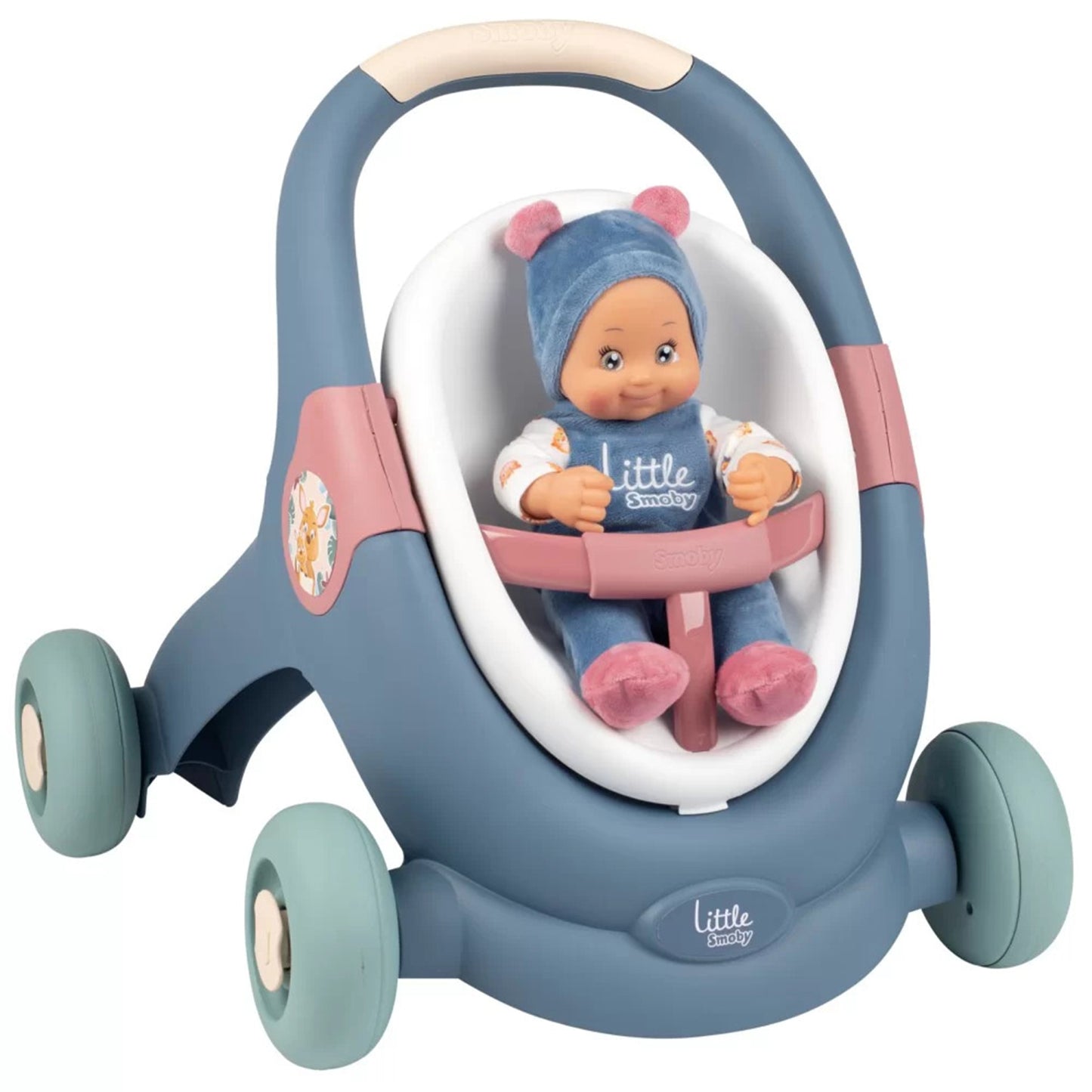SMOBY Little Vaikštynė-stumdukas 3in1 su vežimėliu ir lėle kūdikiu – vaizdas 5
