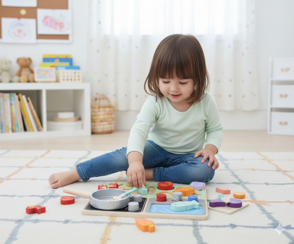 TOOKY TOY Medinė Virtuvėlė su Priedais – Mažojo Virėjo Rinkinys