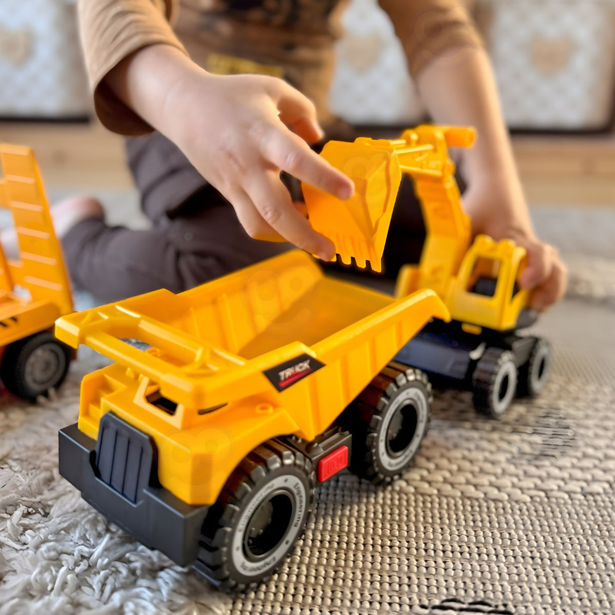 WOOPIE Vilkikas su statybine technika, 3 dalių rinkinys