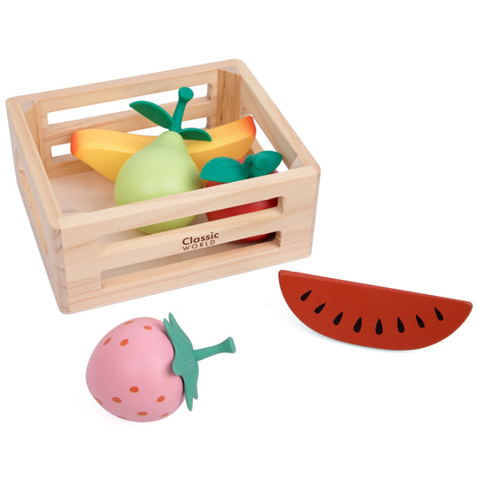 CLASSIC WORLD 6 dalių Medinių vaisių rinkinys krepšelyje – pagrindinis vaizdas