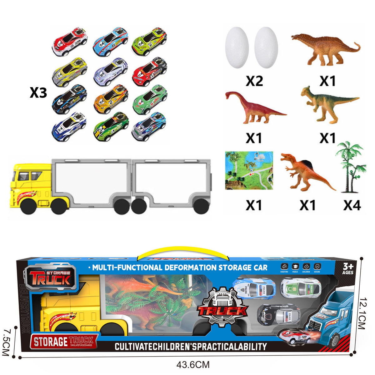 WOOPIE 2in1 Vilkikas su Dinozaurais - Žaislinis Rinkinys Vaikams