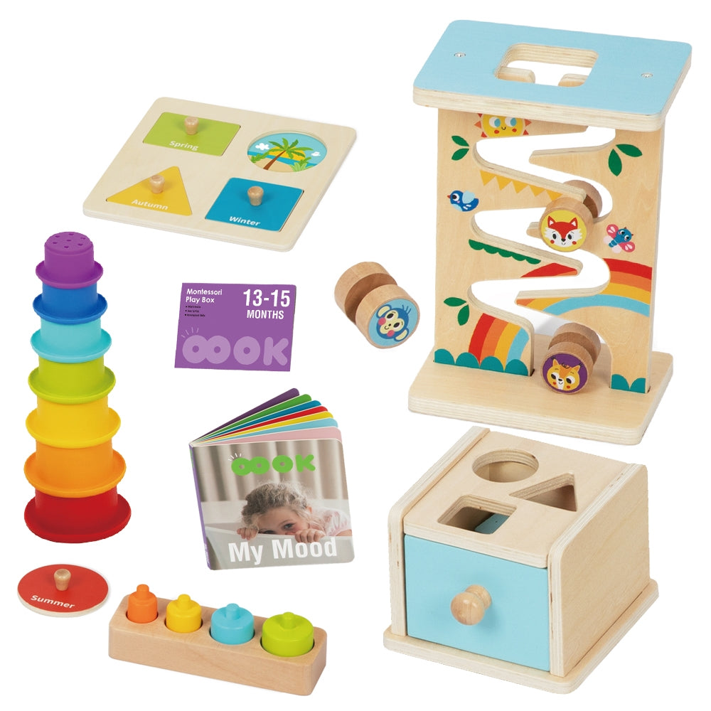 WOOPIE GREEN Montessori edukacinis sensorinis rinkinys Dėžė 6in1, 13–15 mėn, FSC – vaizdas 2