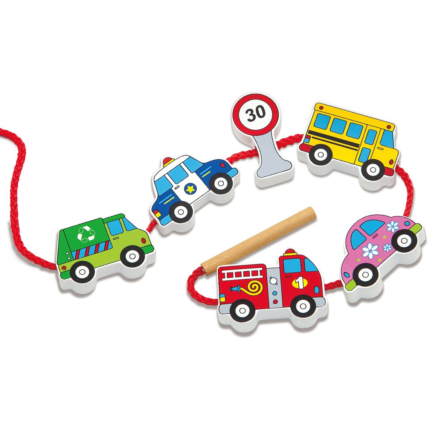Viga Medinis Vėrimo Žaislas „Automobiliai“ (Montessori) – pagrindinis vaizdas