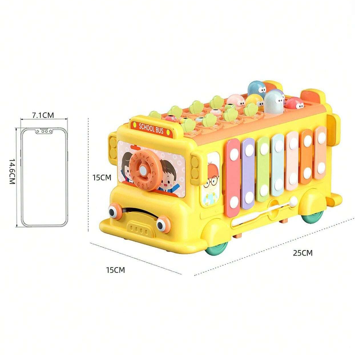 WOOPIE BABY Interaktyvus Montessori Autobusas 6in1 Plaktukas Cimbolai +18m