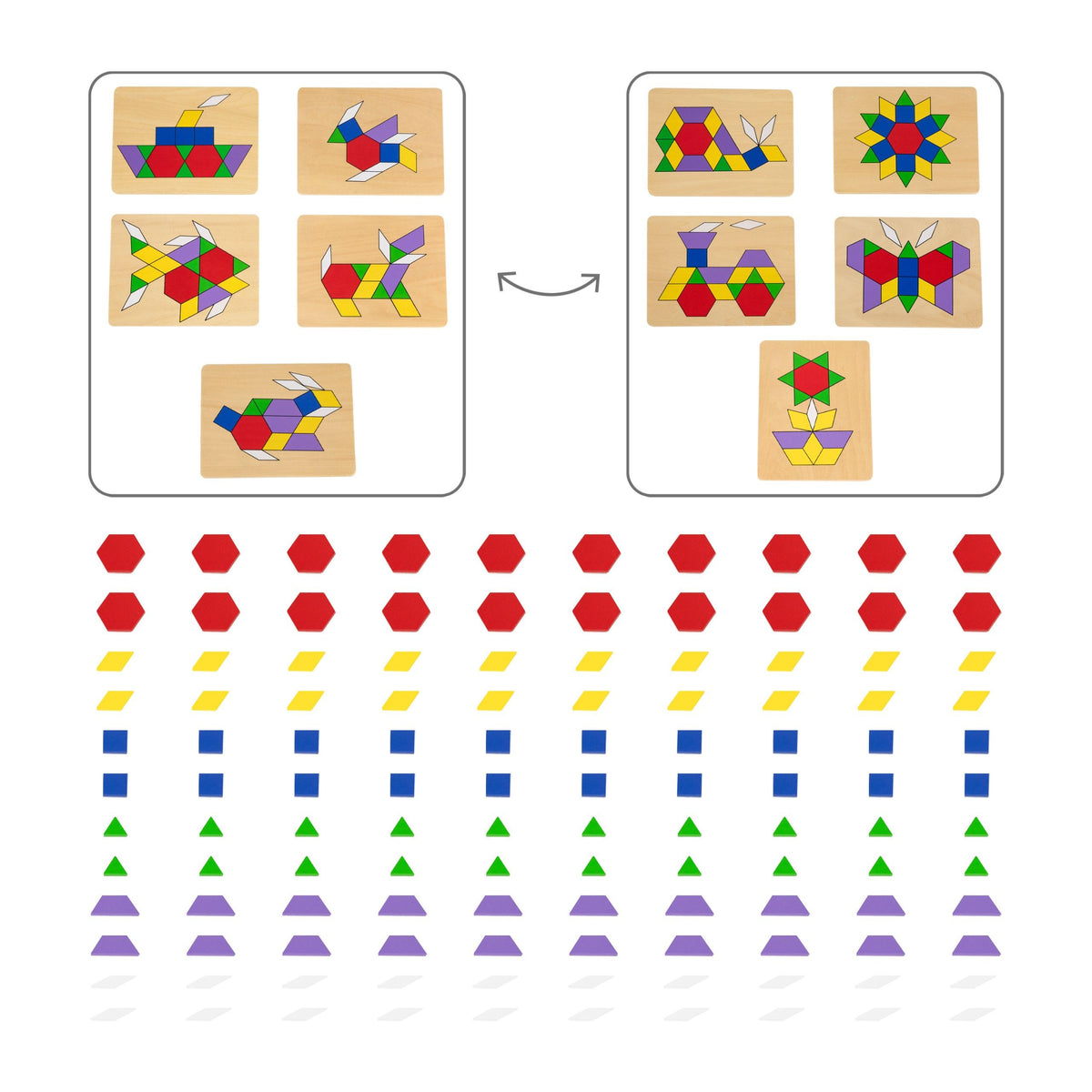 VIGA Medinė Geometrinė Mozaika Dienes Blokai, 148 dalys