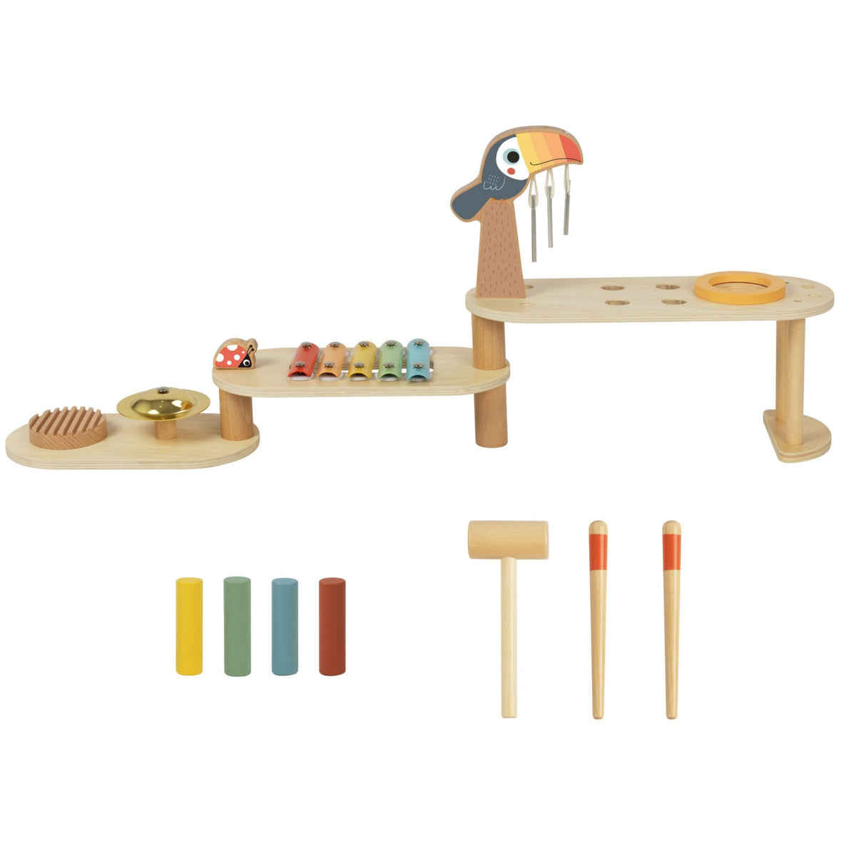 TOOKY TOY Medinė Edukacinė Muzikos Stalelė Tukanam 3+