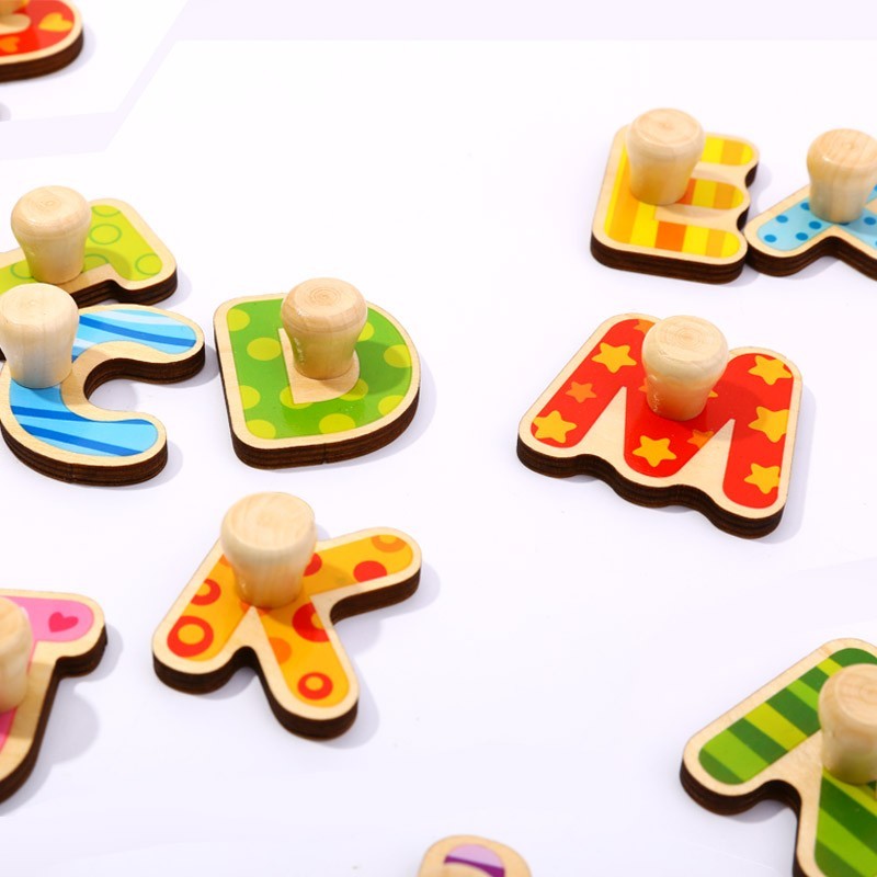 TOOKY TOY Montessori raidžių dėlionė su rankenėlėmis, 27 dalys